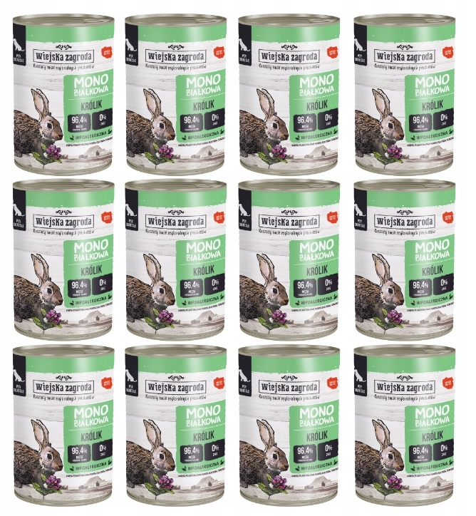 Wiejska Zagroda Monoproteina Królik dla Psa 12 x 400g