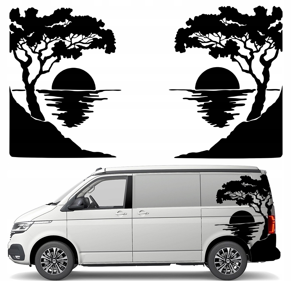 1xNAKLEJKA Grafika na auto karavanu Západ Slunce Sun Dřevo 90x121