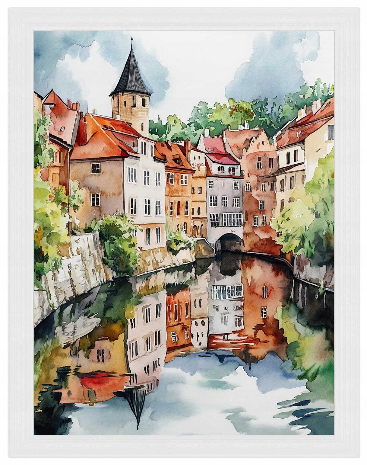 Plakát Rámeček Dřevo Město České Krumlov Staré Město Zabytek Kanál 60x80