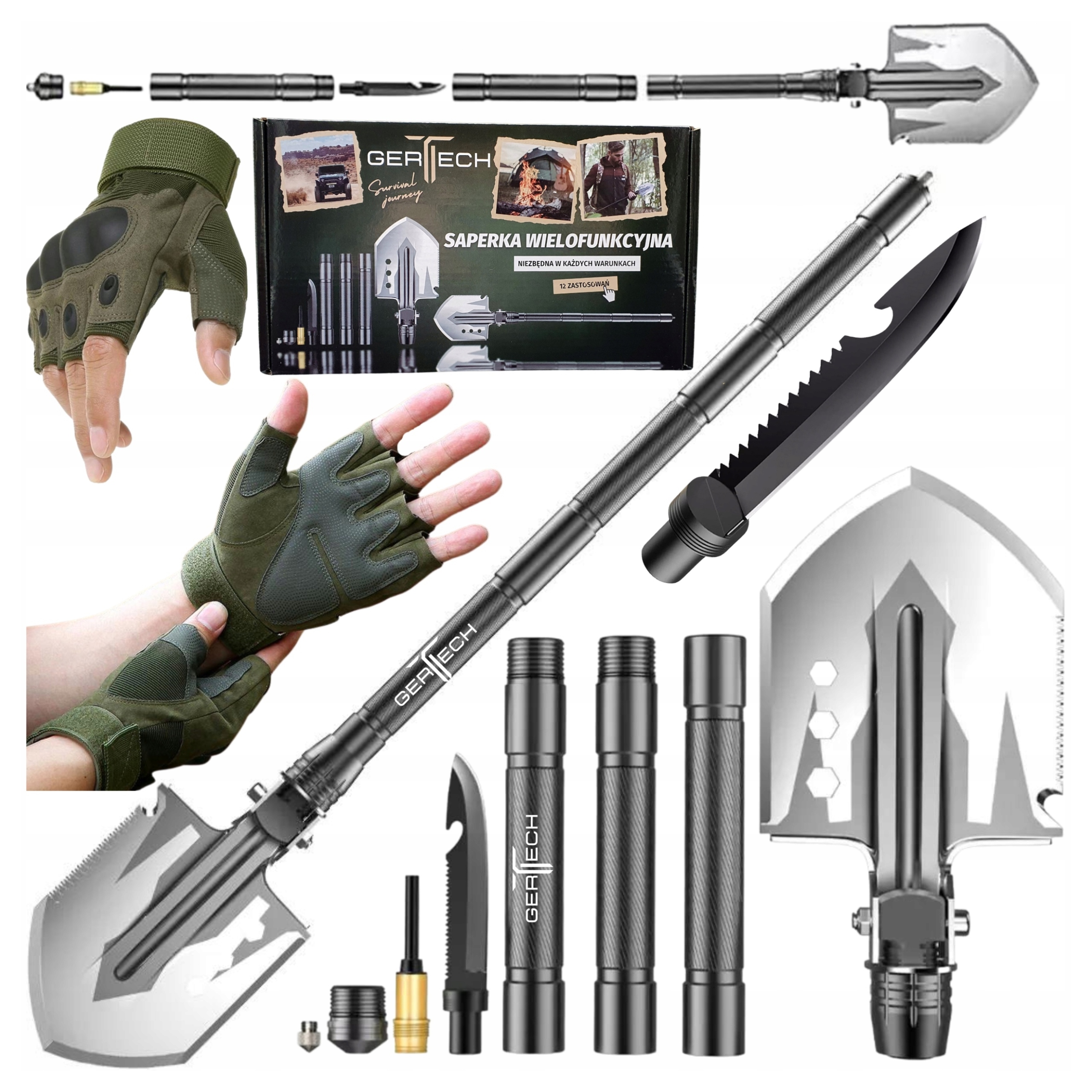 Saperka Wojskowa Survival Łopata Taktyczna Gertech 16W1 Mocna