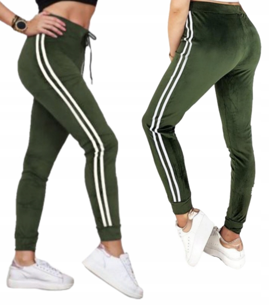 

Spodnie Damskie Dresowe Welurowe Z Lampasem 3/4XL