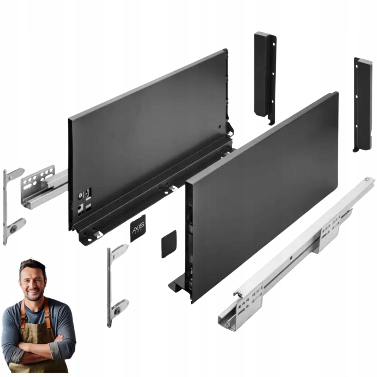 Šuplík Gtv Axis Pro 400 mm Černá velmi vysoká H-199 PB-AXISPRO-KPL400D2