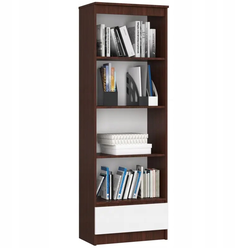 

Regał R 60 cm Clp 1 Szuflada 4 Półki Wenge-biały