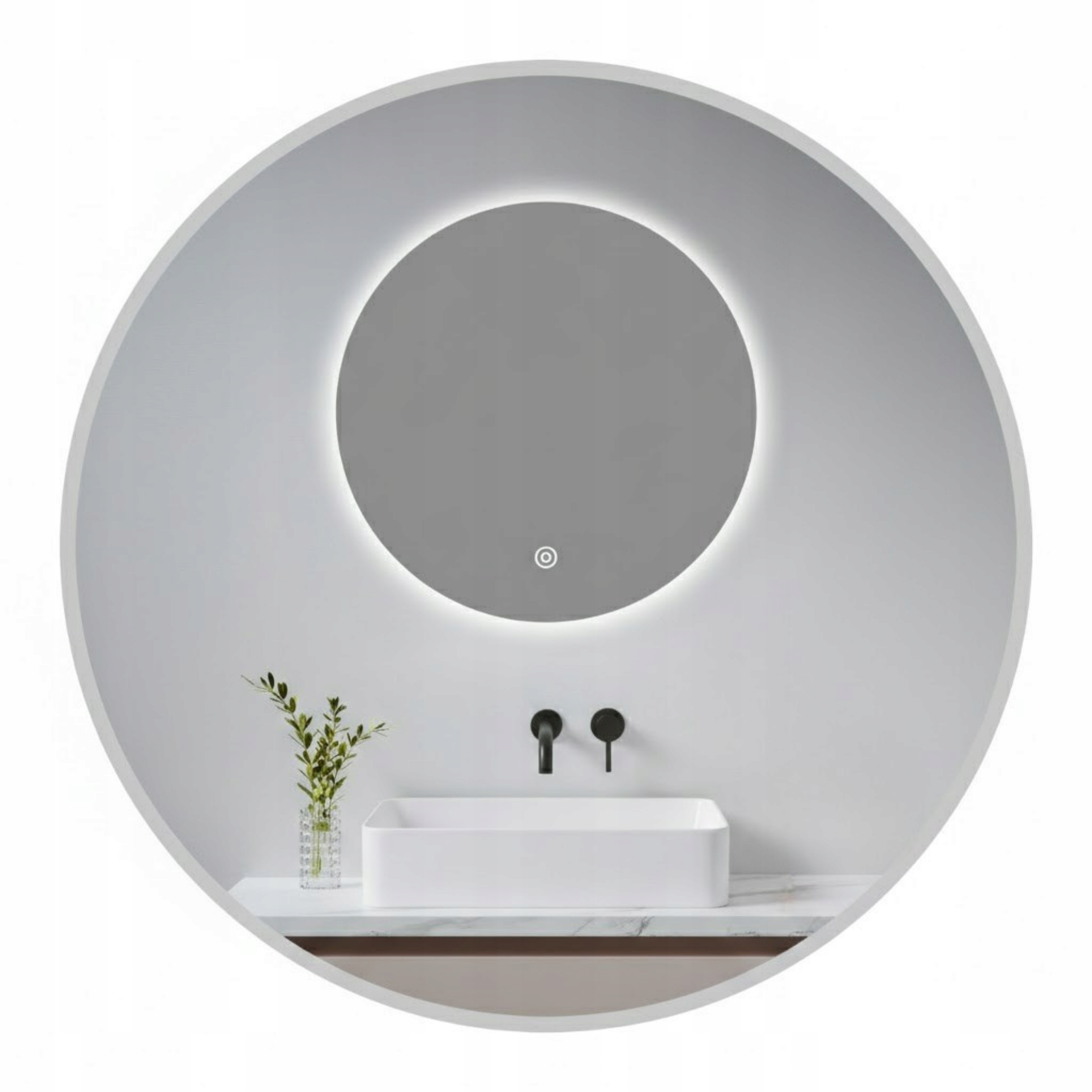 Aquauno Zrcadlo Kulaté Podsvícené Led 60 cm Koupelnové Dotykové Antipara