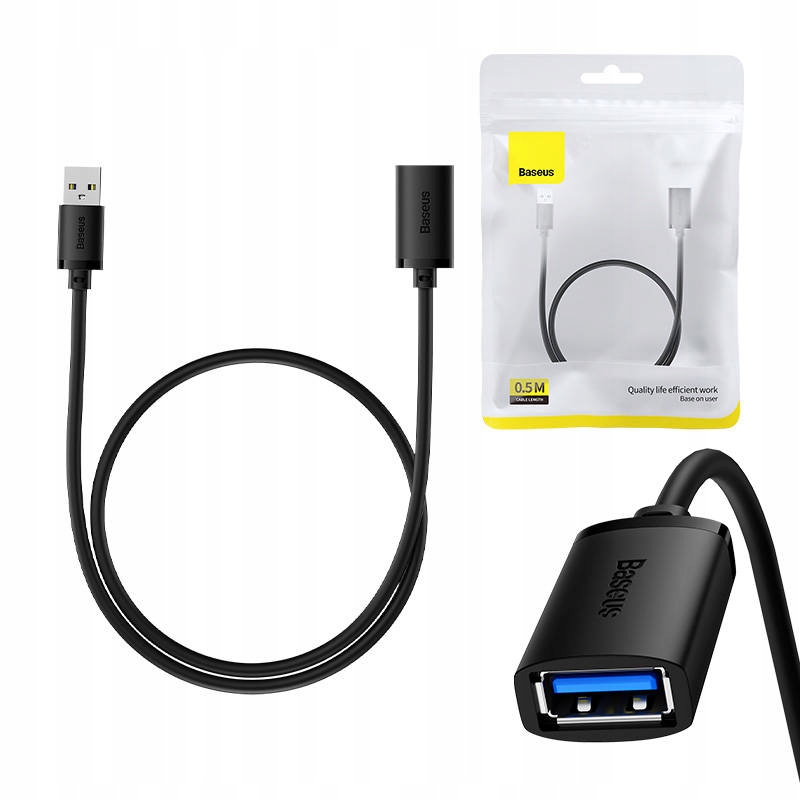 BASEUS PRZEWÓD KABEL USB PRZEDŁUŻACZ ADAPTER USB-A 3.0 DO KOMPUTERA 0.5M