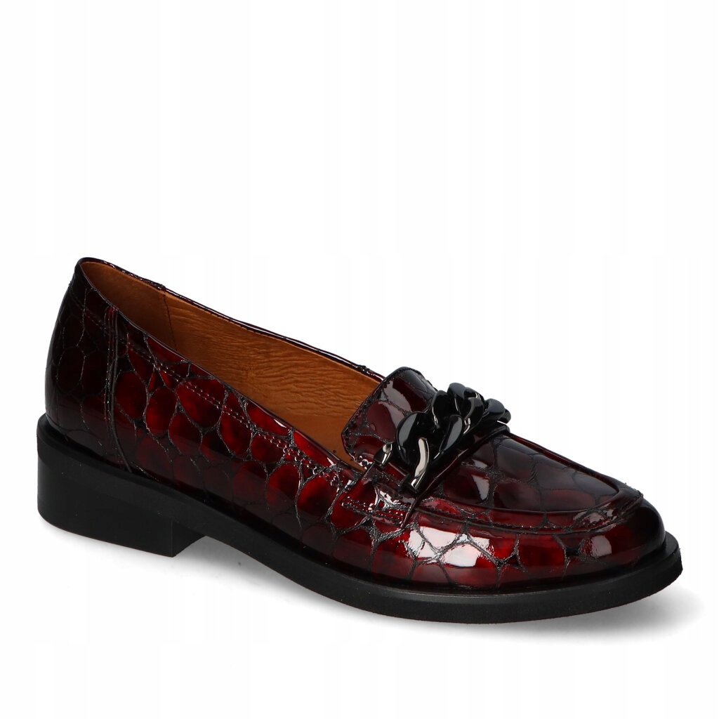 Dámské mokasíny Polobotky Pulso Bordo Kámen Přírodní kůže Lakovaná 37