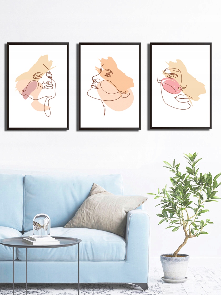 ZESTAW 3 PLAKATÓW GALERIA JEDNA LINIA TWARZE A4 Marka inna