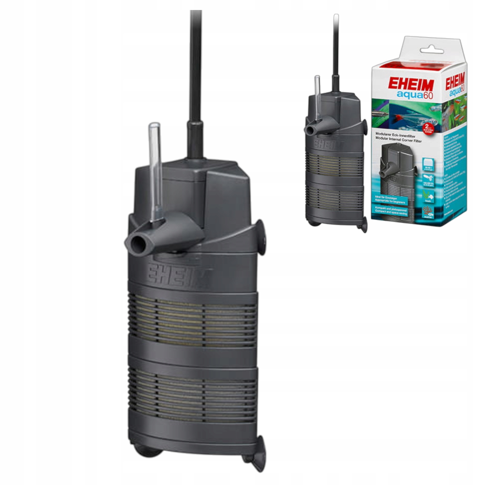 Narożny Modułowy Filtr Wewnętrzny 16,6x6,6x6cm Do Akwarium 30-60l 4W