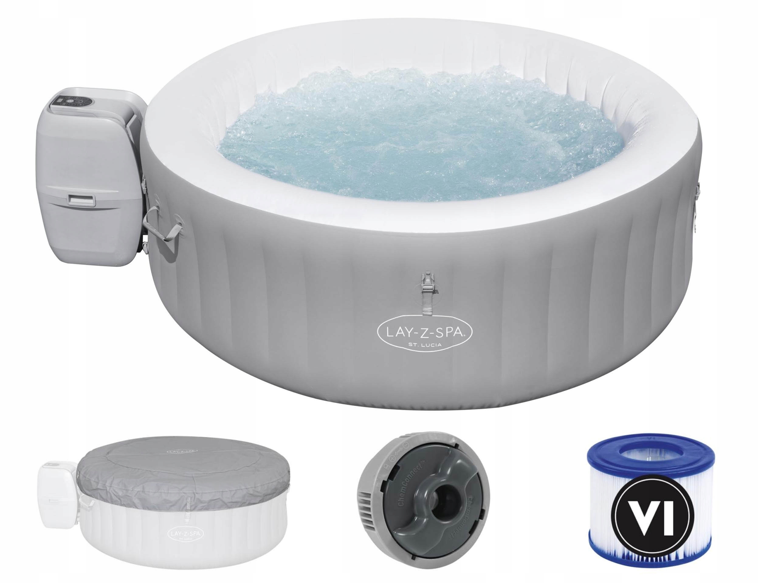 DMUCHANE SPA 3-OSOBOWE HYDROMASAŻ AIR-JET BASEN Kolor wewnętrzny biały