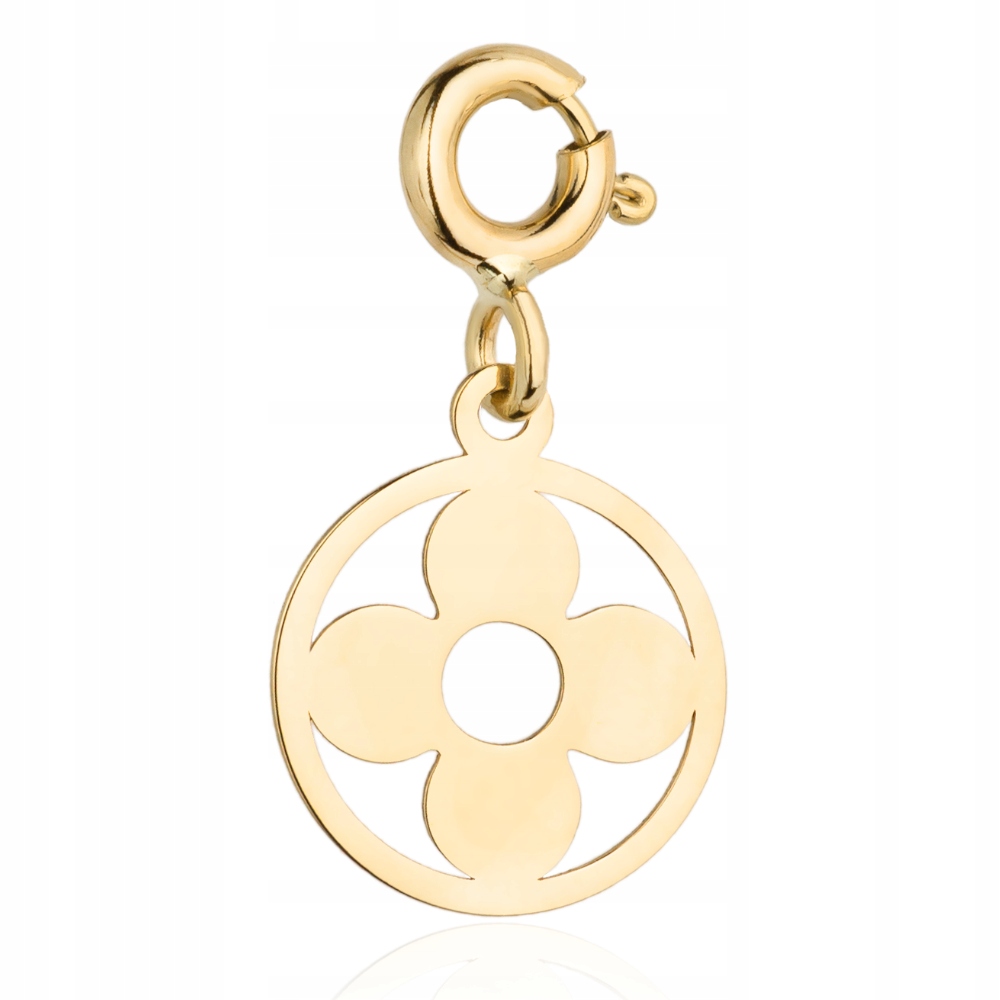 Přívěsek/charms zlatý 585 květina v kruhu jako dárek k narozeninám 14k