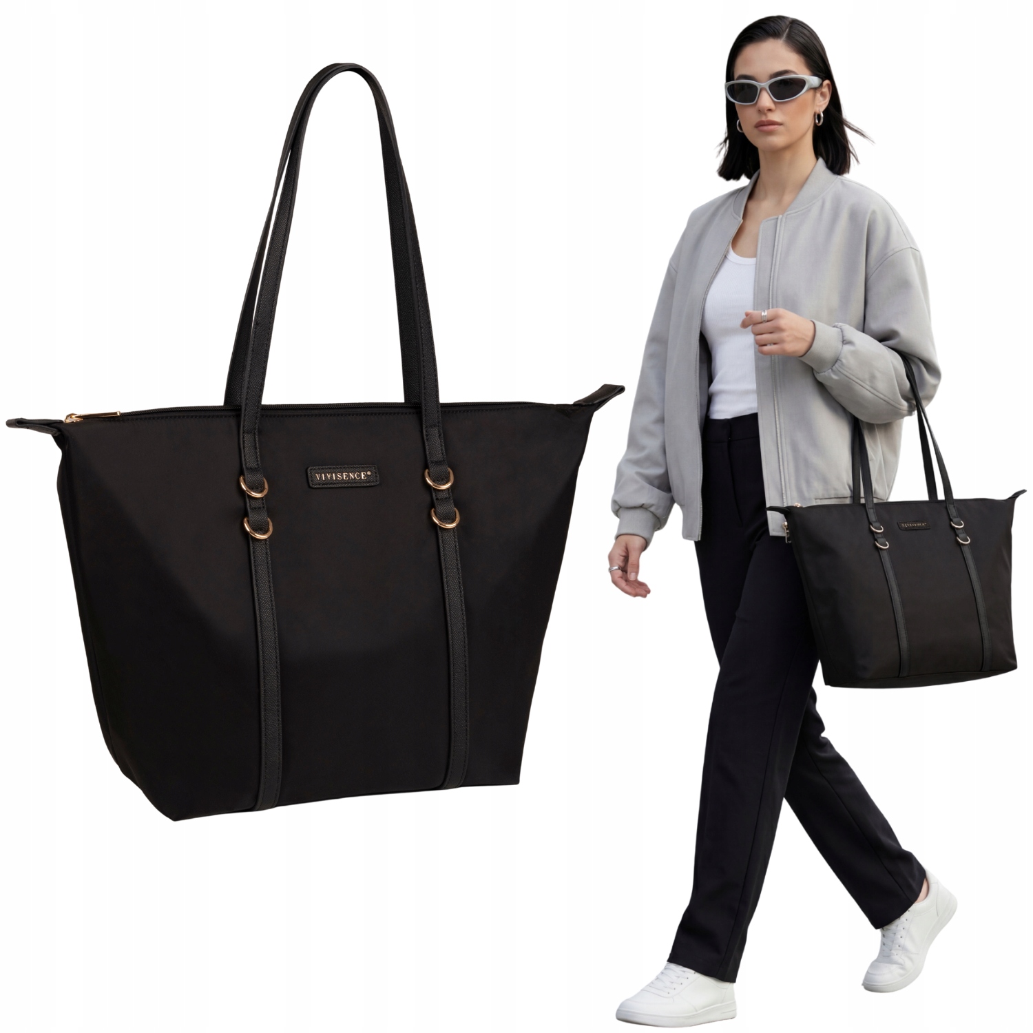 Dámská kabelka přes rameno Shopper prostorná velká Vivisence T0023 černá