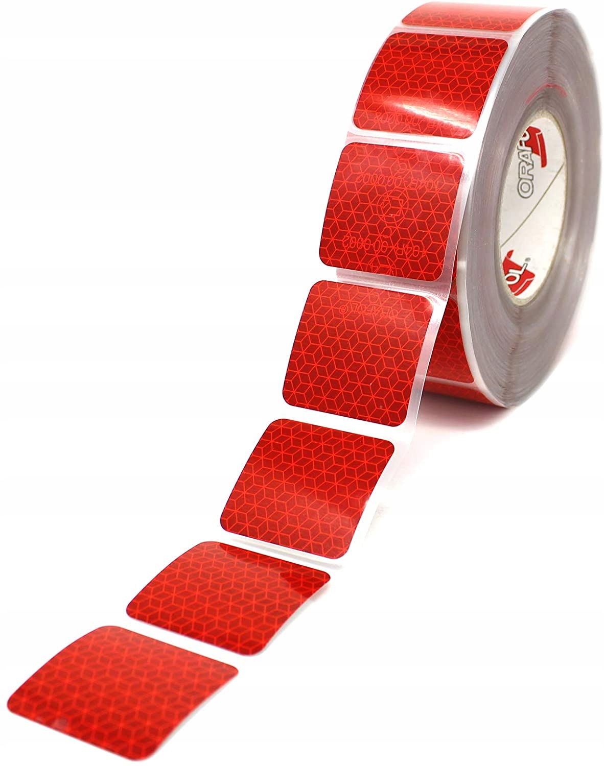 TAŚMA ODBLASKOWA CZERWONA PRZERYWANA ORAFOL KWADRATY PLANDEKA BUS TIR 1 m