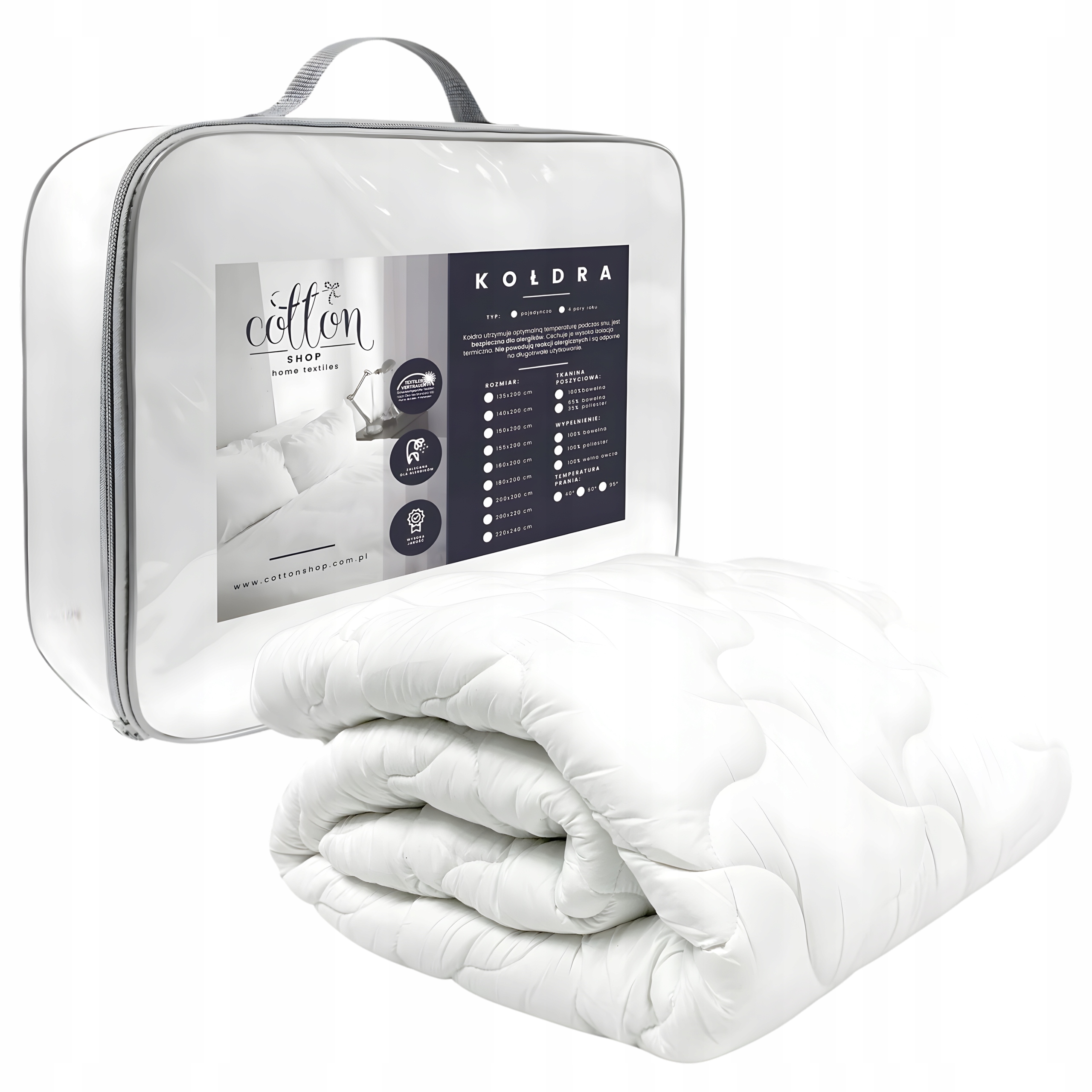 Celoroční Přikrývka Antialergická Economy Line 220 x 240 cm Prodyšná bílá