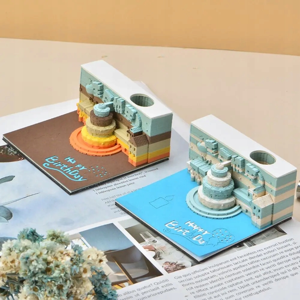 2024 Mini Desktop Calendar With Sticky Notes 3D Paper Carving Calendar 3D Marka inny