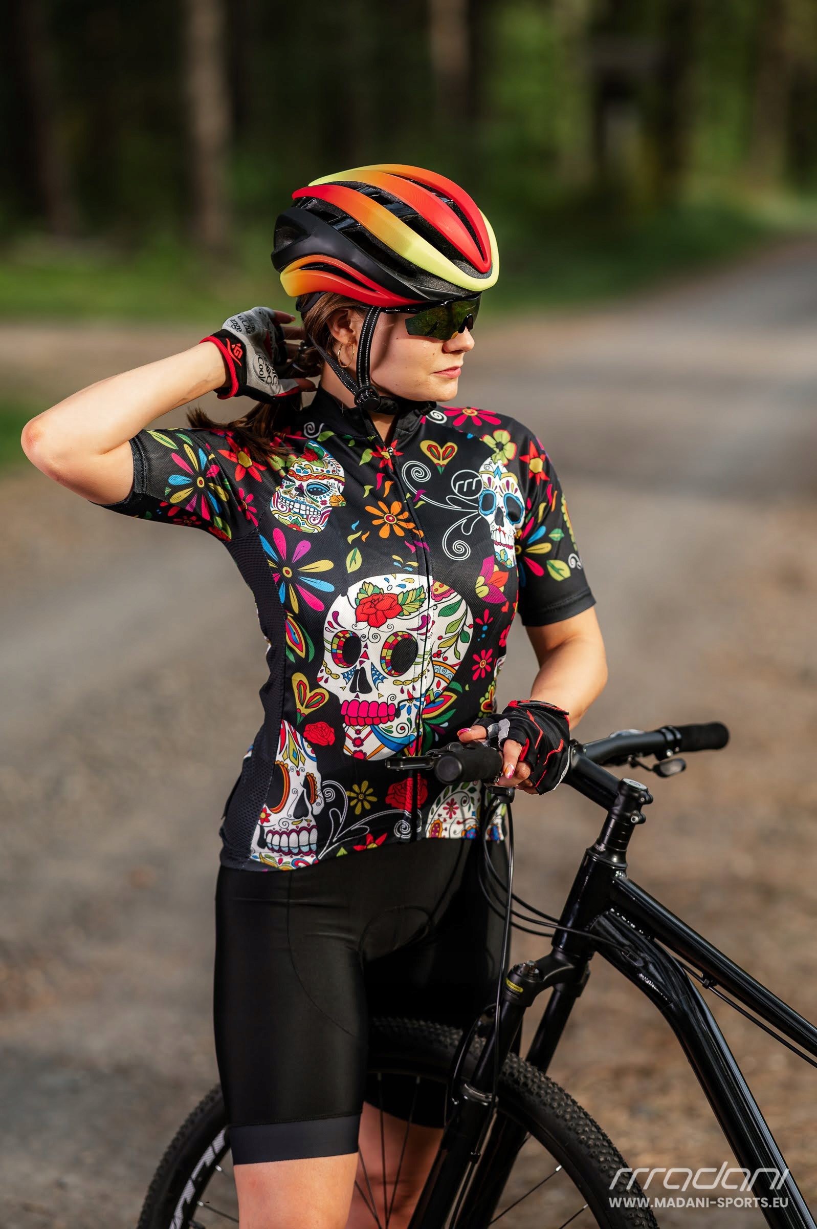 Koszulka rowerowa damska SKULL, r. XXL Rękaw krótki rękaw