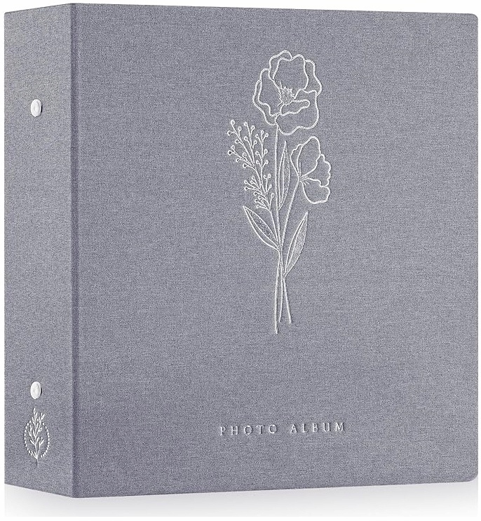 Album Na Zdjęcia Duży 10x15 Wsuwane Lniany 1000 Kieszeni Szary