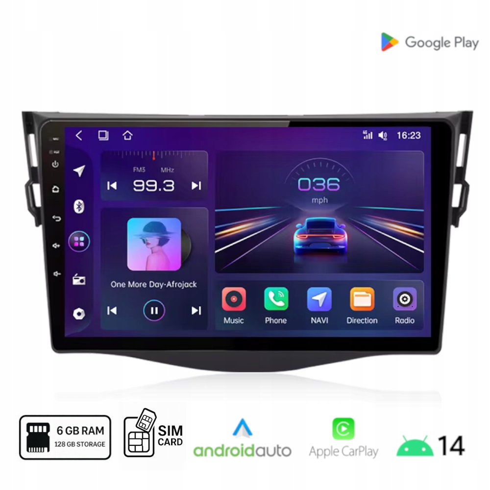 Rádio Android Toyota RAV4 III Android Auto Carplay Wi-Fi Sim 6+128 Gb