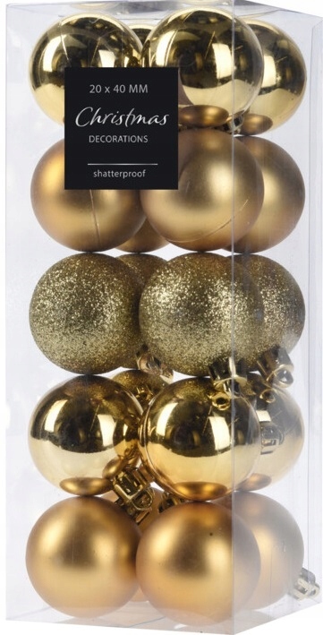 

Bombki nietłukące 4cm Złote 20 sztuk