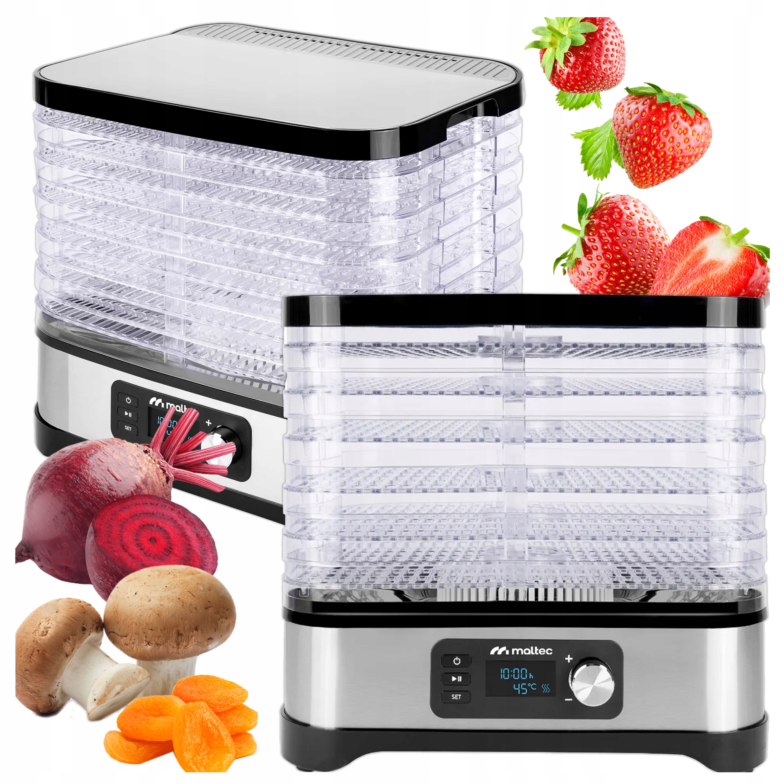 Sušička Hub Ovoce Zeleniny 6 Úrovní LCD Časovač Inox Výkonná 450 W