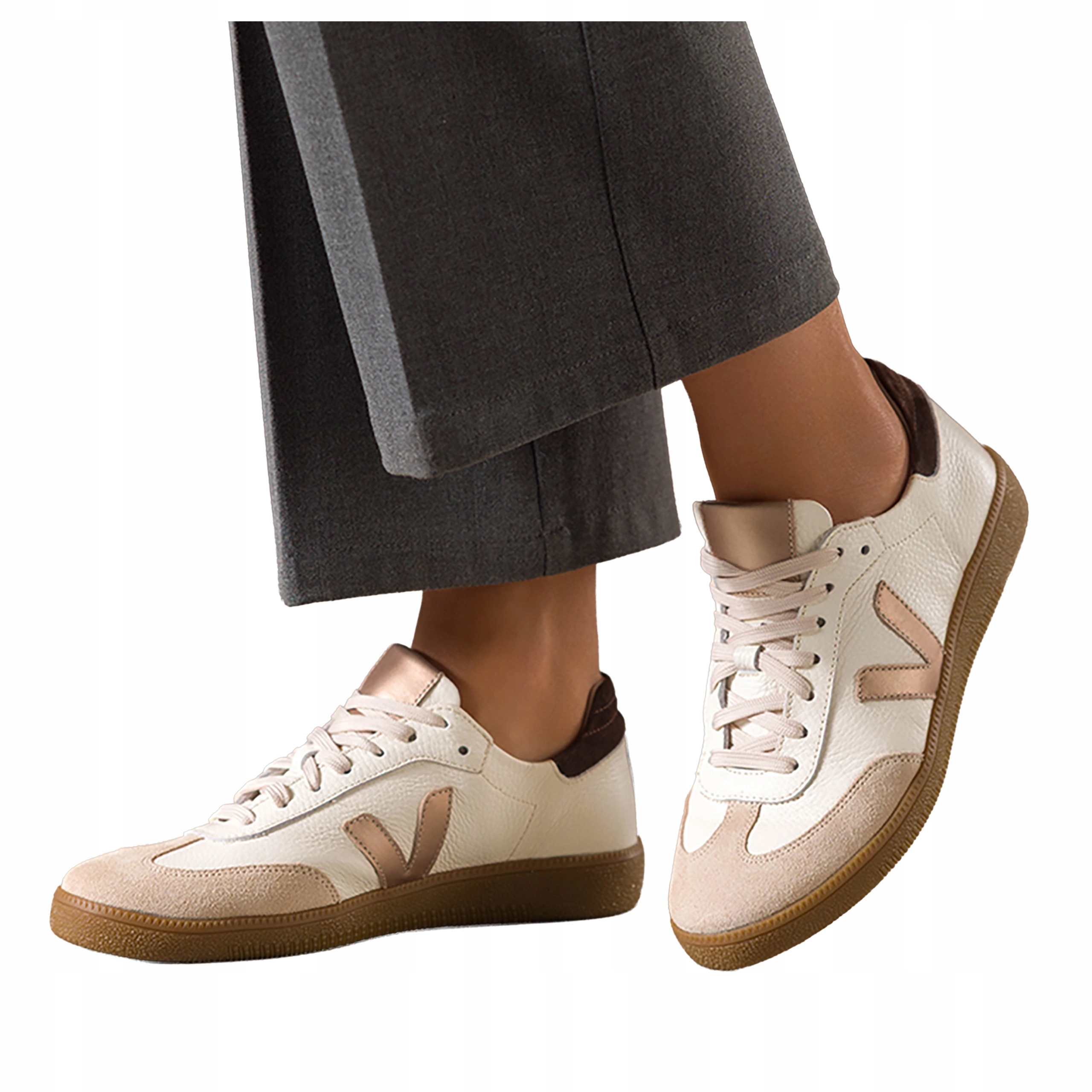 Sneakersy Béžové Dámské Kožené Sportovní Šněrovací Elastické Modní vel. 41