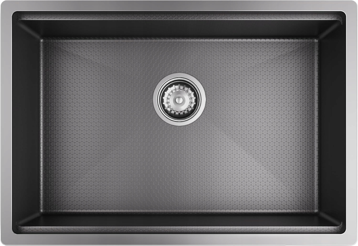 Torva kuchynský drez čierny 64x44 cm nerezová oceľ s jednokomorovým odkvapkávačom