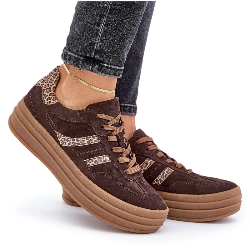 Dámské Semišové Tenisky Na Platformě Zazoo N1176 Čokoládové 37