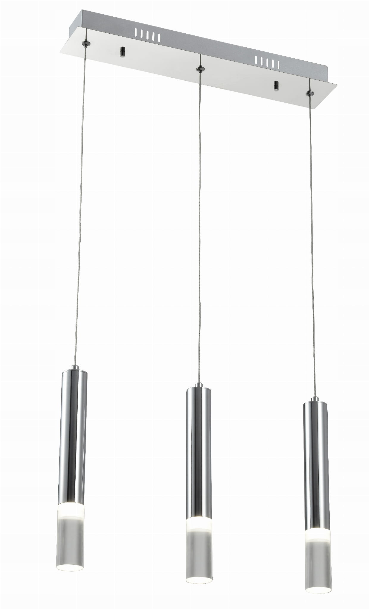 Lustrová lampa 3x trubka chrom led studené světlo