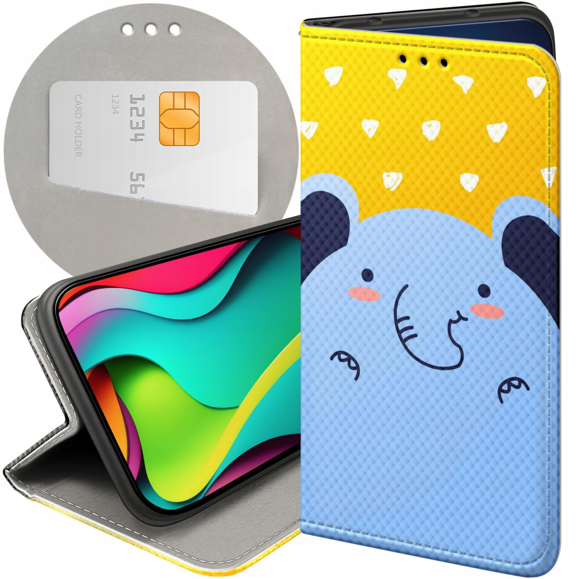 Etui Z Klapką Do Honor MAGIC7 Pro Słoń Słonie Słoniki Futerał Case