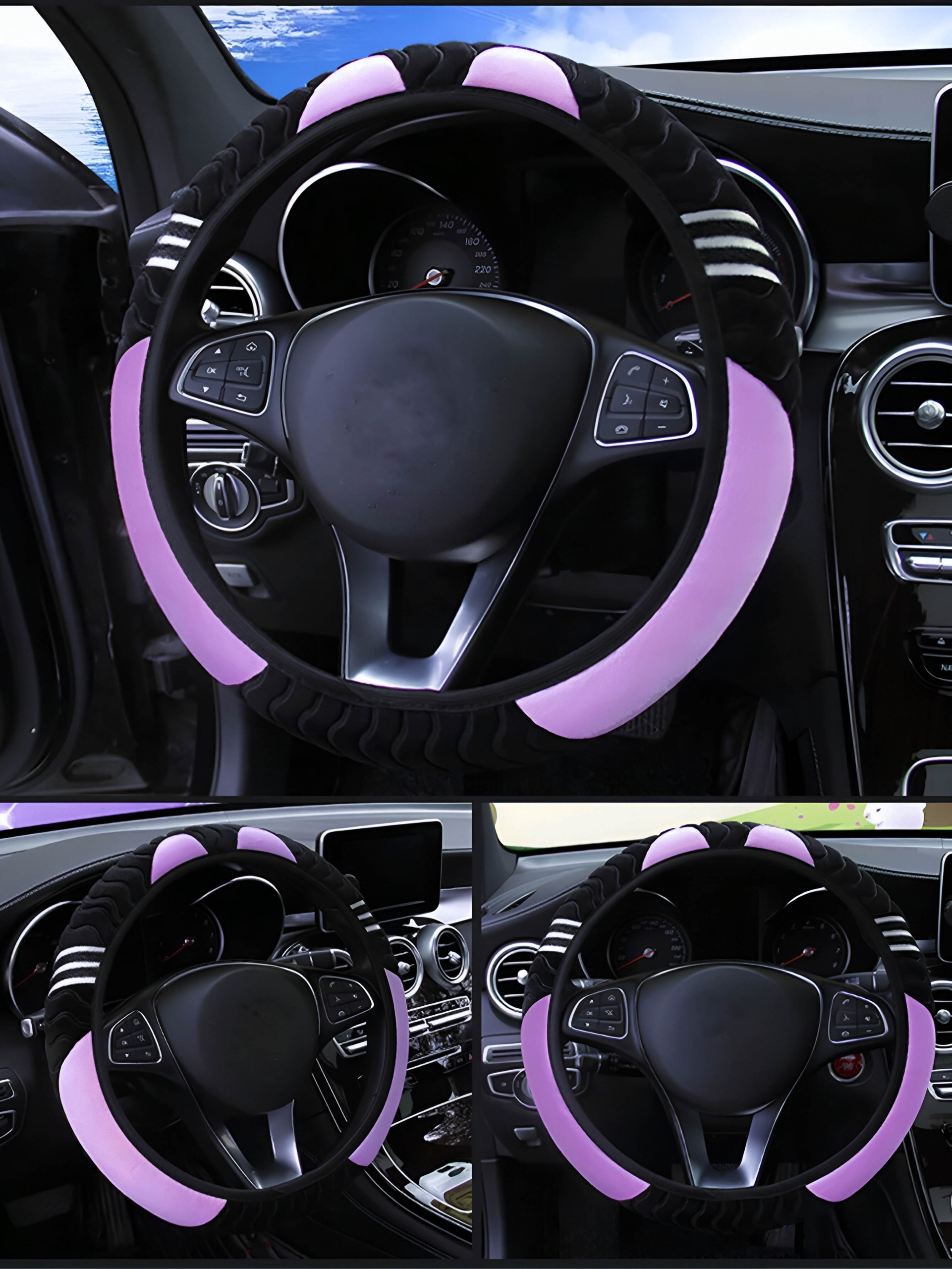 POKROWIEC NA KIEROWNICĘ NAKŁADKA FUTERKO KOT UNIWERSALNA CZARNO FIOLETOWY EAN (GTIN) 5906154282376