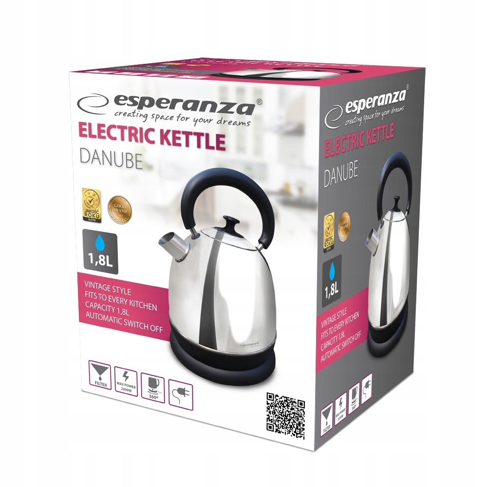 EKK032S Esperanza Rychlovarná Konvice Danube 1.8 L Stříbrná