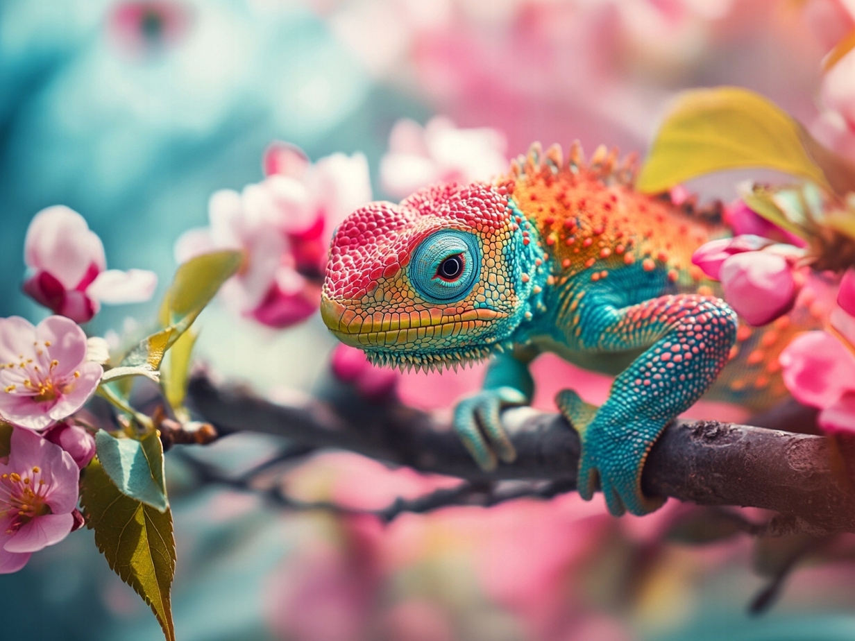 Obraz Na Plátně Canvas Příroda Barevný Chameleon Ještěrka 80x60