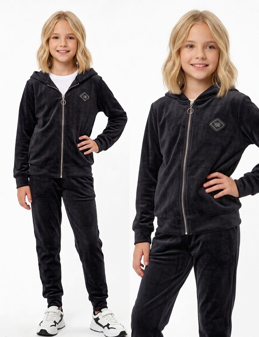 Dres Welurowy Dla Dziewczynki 134 Sportowy bluza spodnie Komplet zestaw