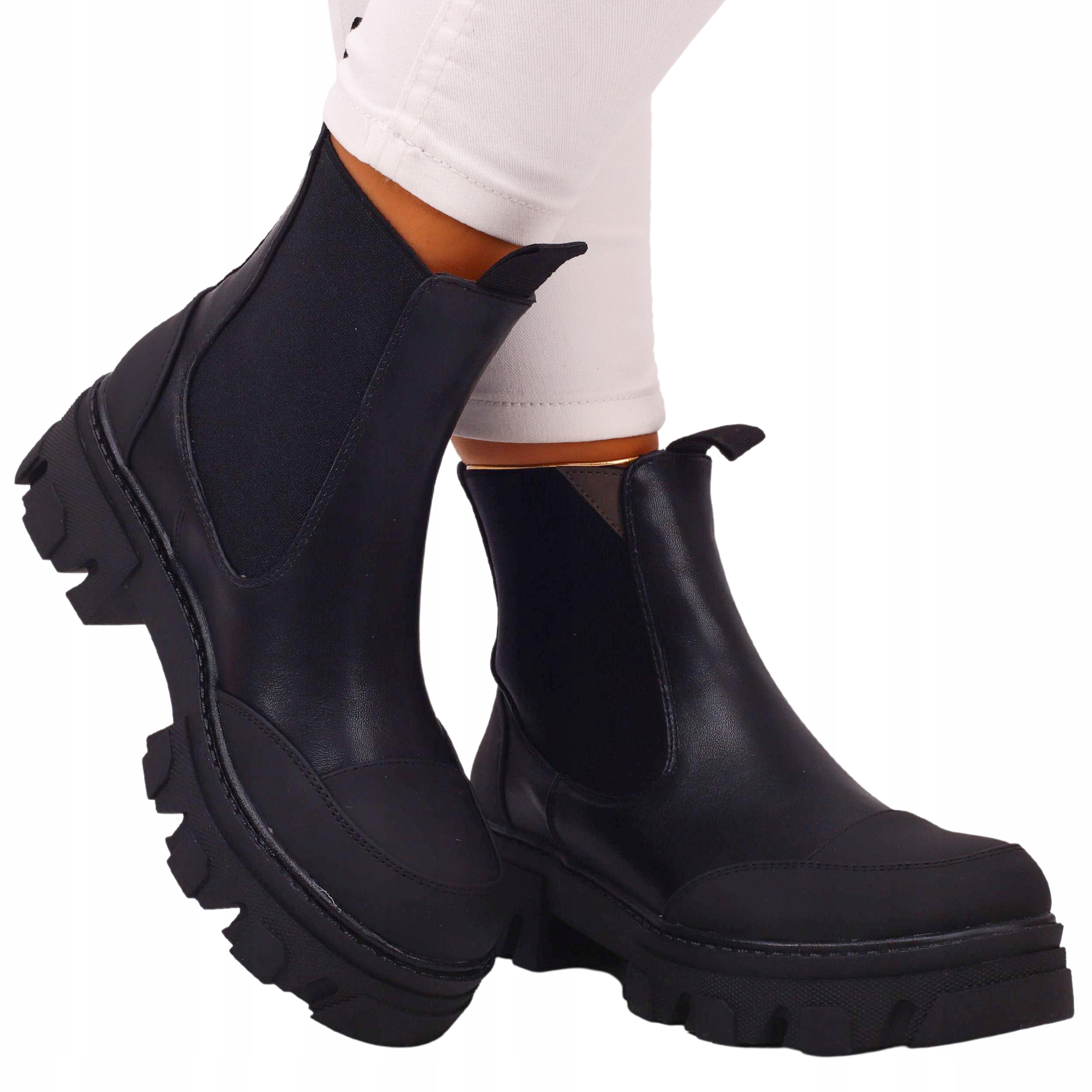 BOTKI DAMSKIE GLANY BUTY KLASYCZNE SZTYBLETY Marka bez marki