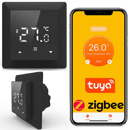 Termostat Zigbee 3.0 Tuya černý pokojový regulátor topení 16A