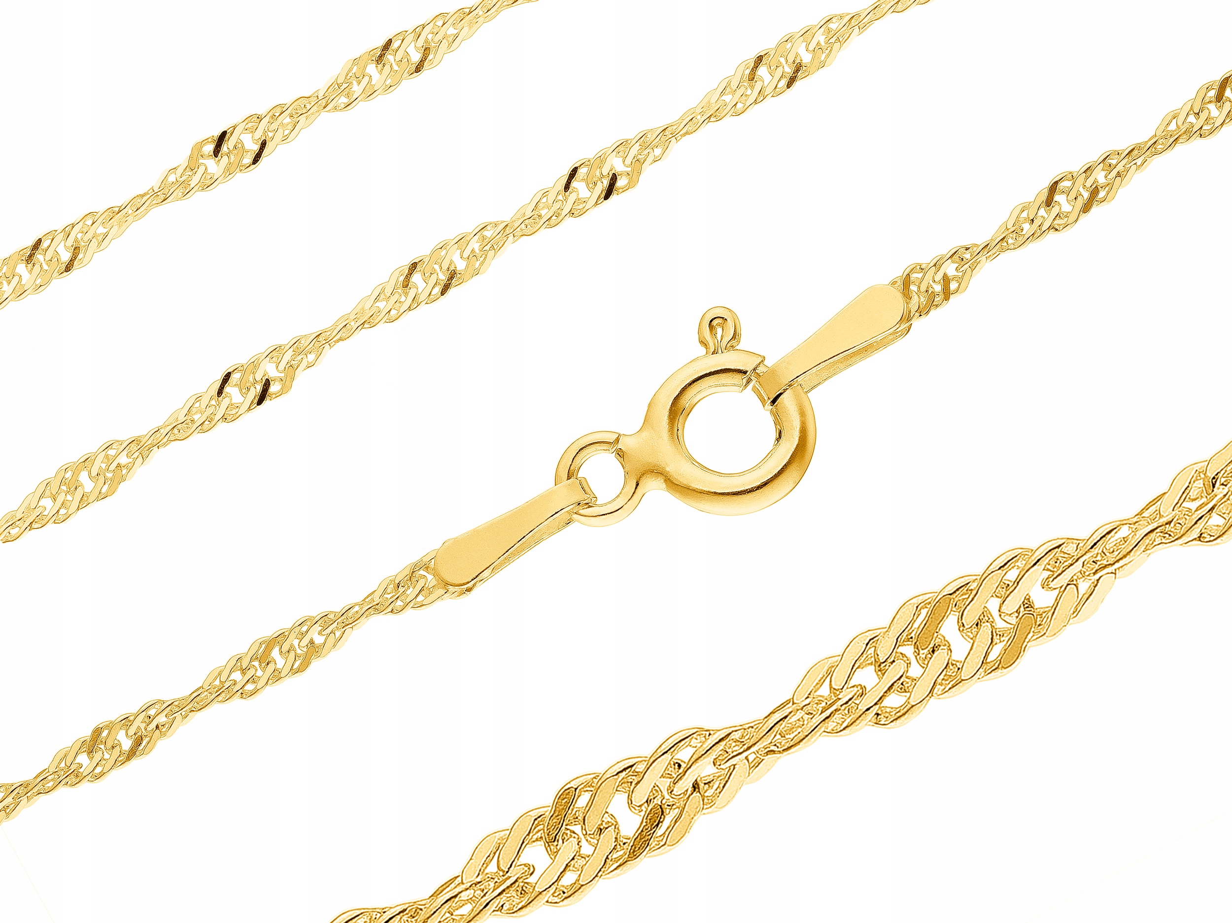 Dlouhý stříbrný pozlacený klasický kroucený Řetízek Zlatý Singapur 55 cm