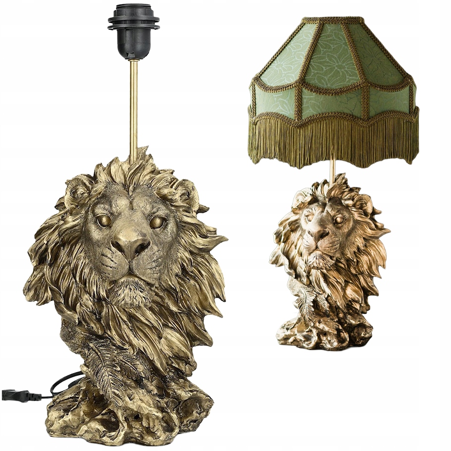 Stolová Nočná Lampa Lev Zlatá 47 cm E27 Do Obývačky Domu Glamour