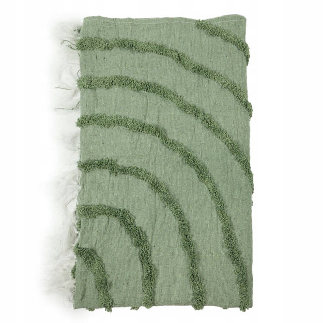 Přehoz Bavlněný zelený s třásněmi 135x150 z bavlny na pohovku Koc