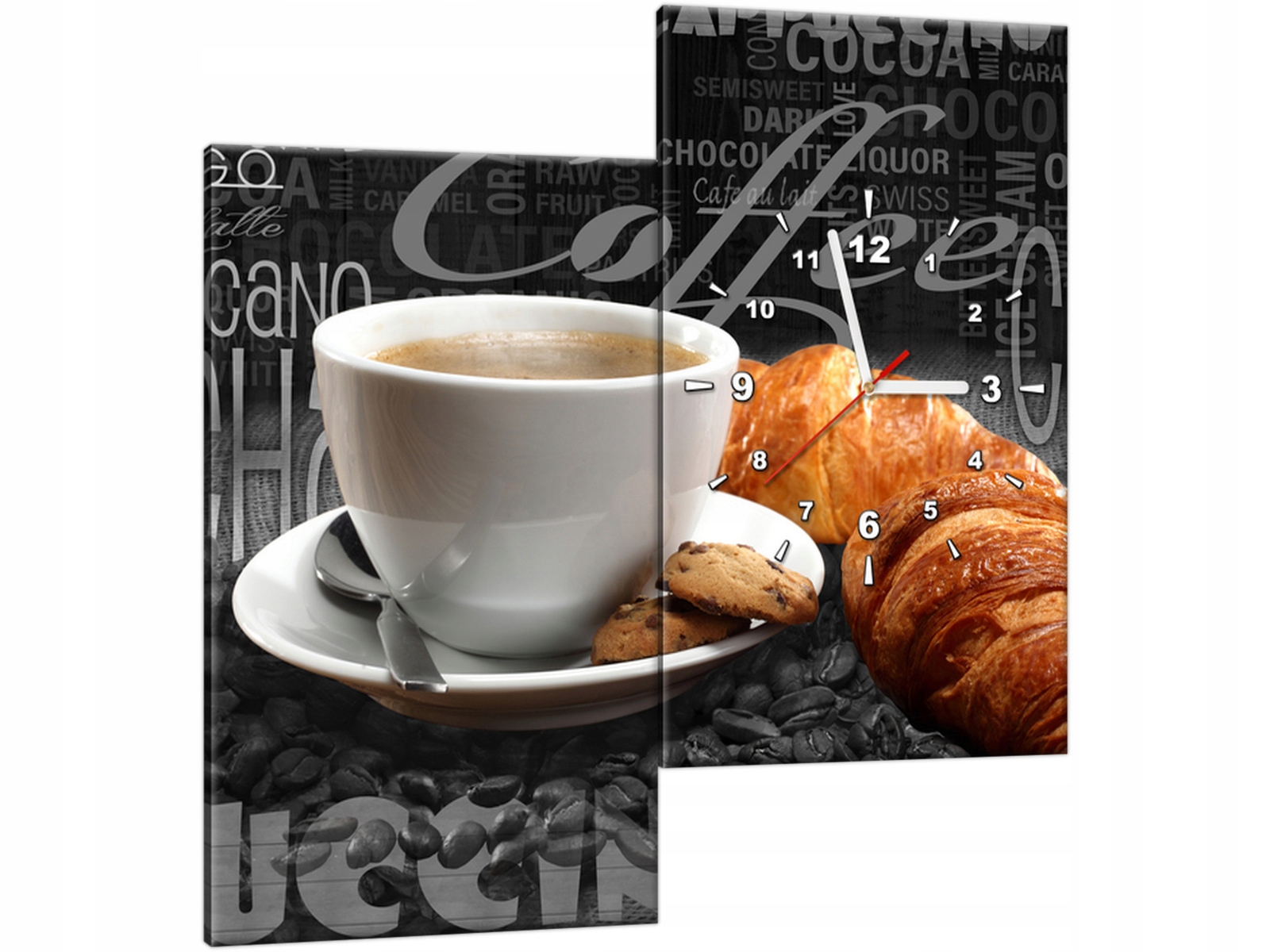 

zegar ścienny nie tyka 60x60 kawa obrazy kuchenne