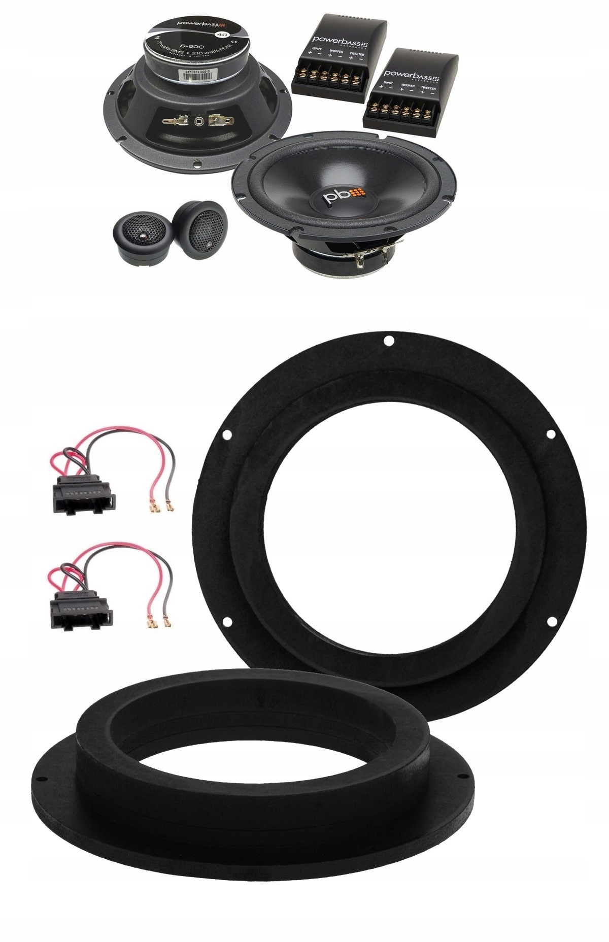 Powerbass S-60C Mdf distanční reproduktory Vw Caddy Golf 5 5+ Touareg New Beetle