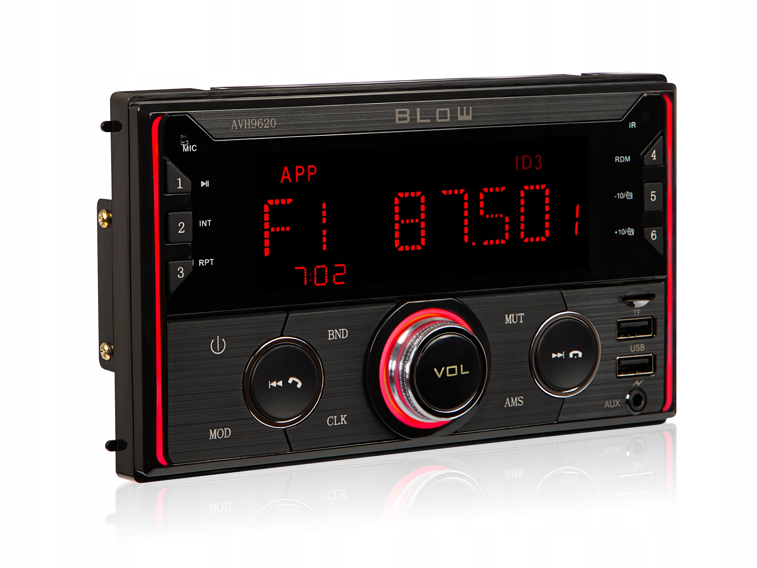 RADIO SAMOCHODOWE 2-DIN BLUETOOTH USB SD RDS LCD RGB MIKROFON PILOT ZESTAW Radio informacja RDS pasmo FM