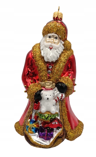 

Bombki Choinkowe Szklane Mikołaj z workiem 18cm