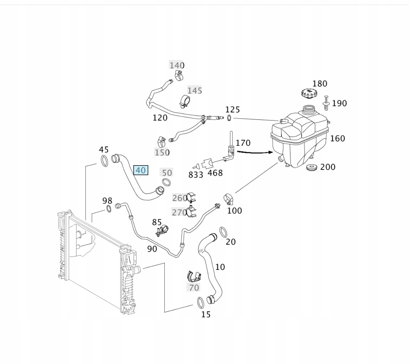 E W211 Dolny Przewód Chłodnicy MB AMG A2115018982 Numer katalogowy części A2115018982