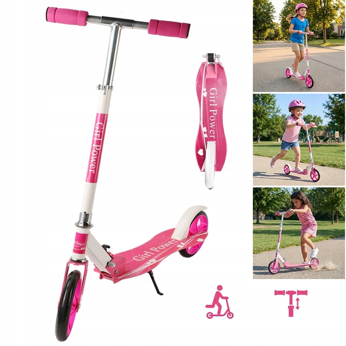 Hulajnoga Składana Aluminiowa Lekka 4KG Do Pracy Dla Uczniów Różowa