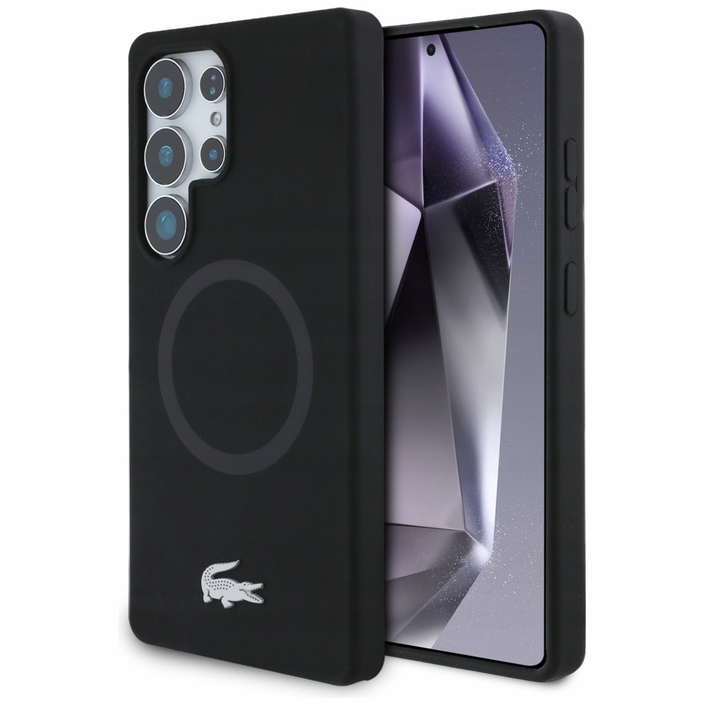 Pouzdro Lacoste Silicone Croc Logo MagSafe pro Samsung Galaxy S25 Ultra, černé