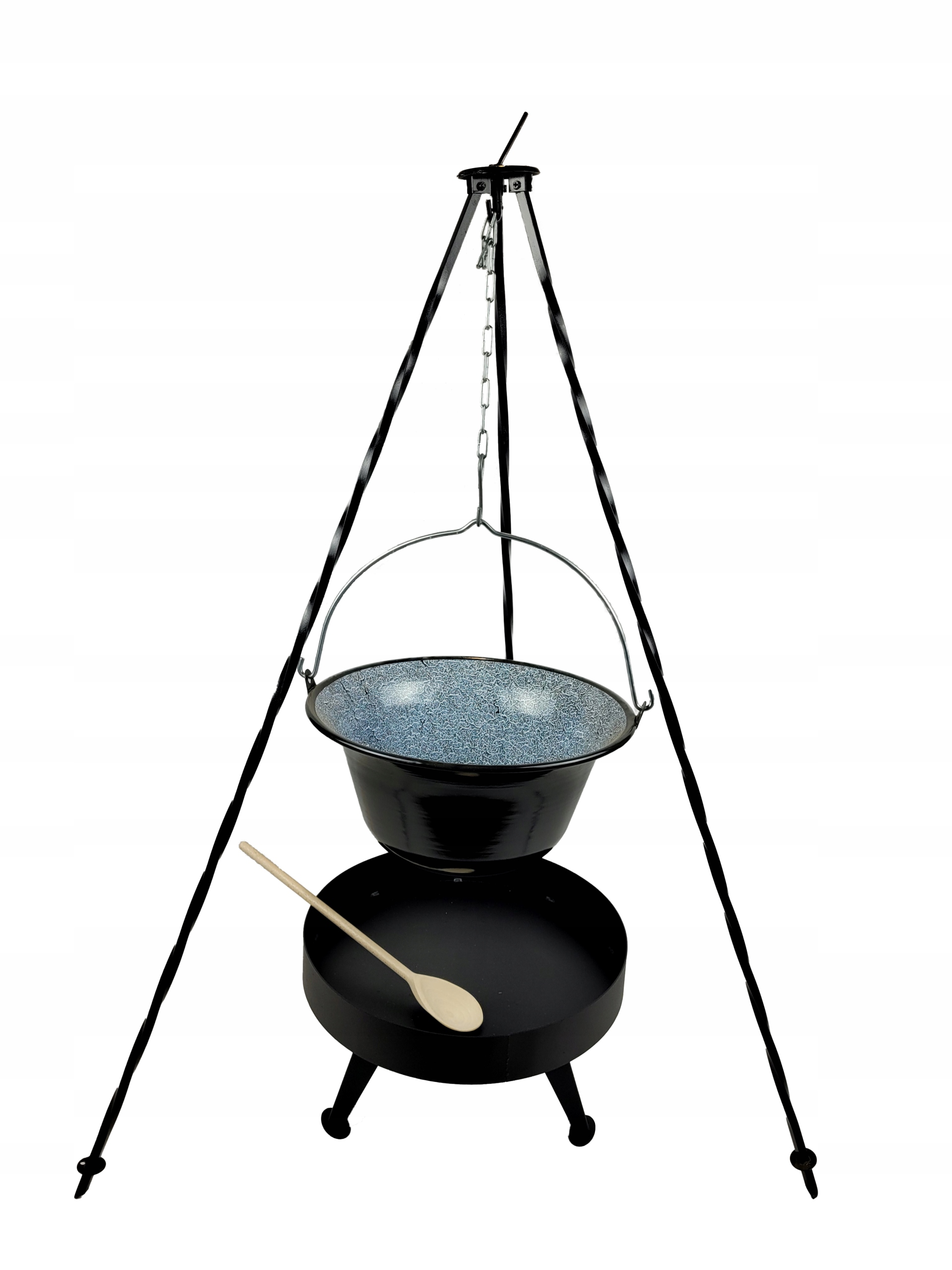 Smaltovaný kotlík 10 Ohnisko 40 cm Trojnožka 120 na oheň, guláš