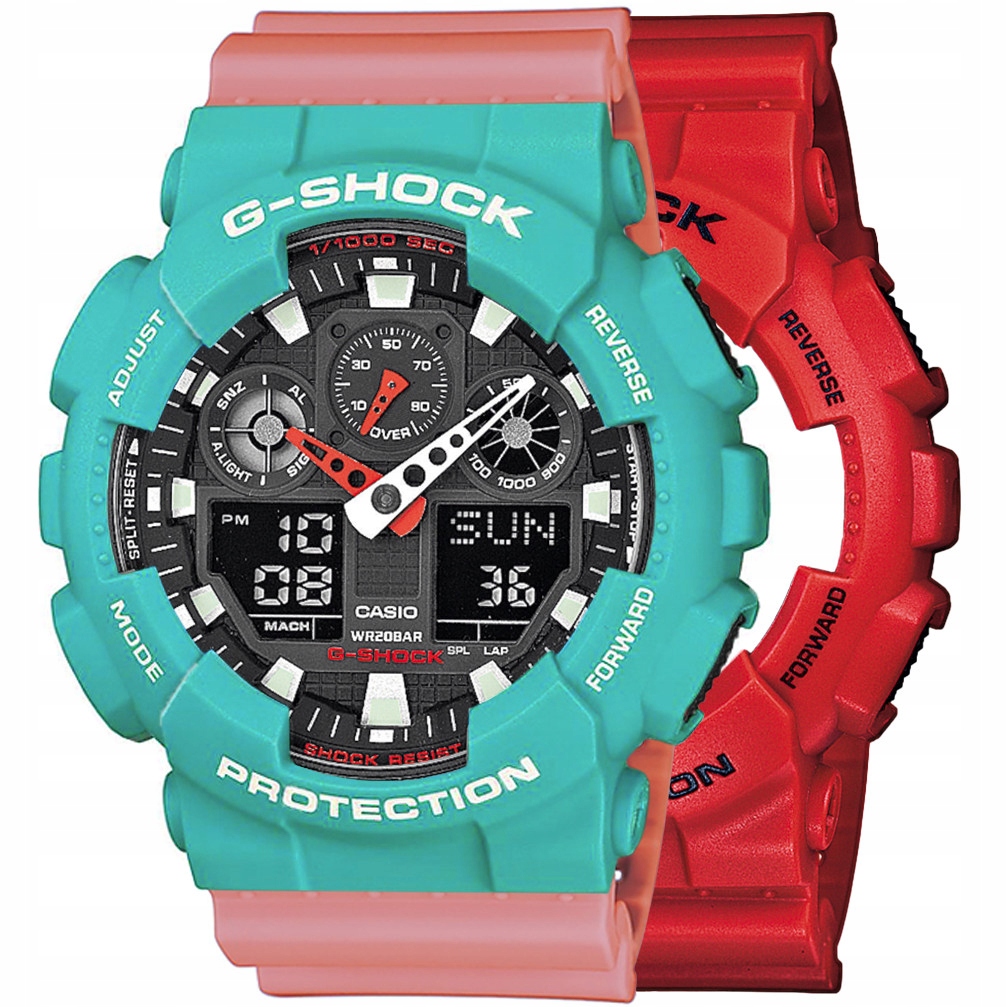 Sada G-shock GA-100B-4AER Zelená Růžová