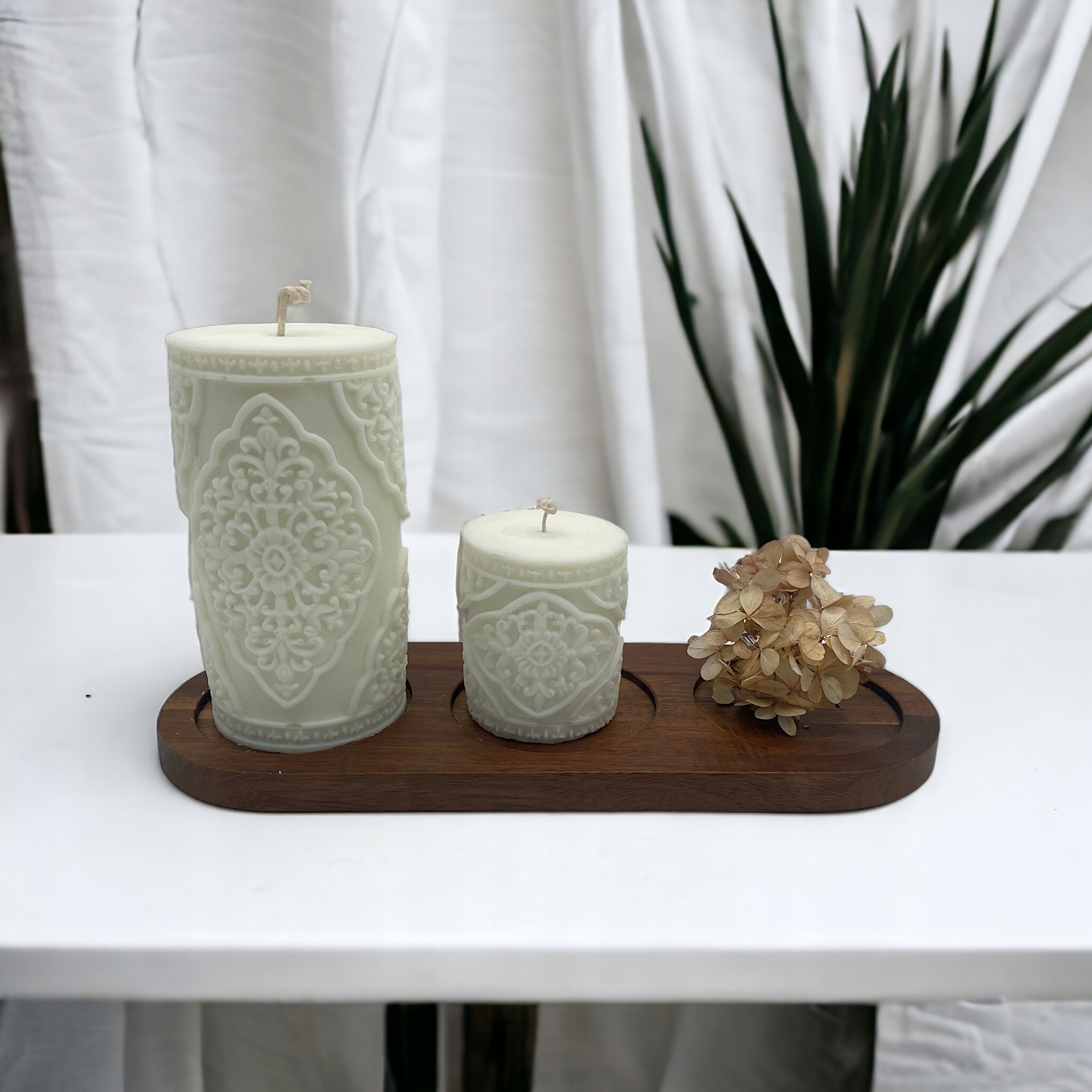 Sójové svíčky Klasické 2 ks na podstavci bambus