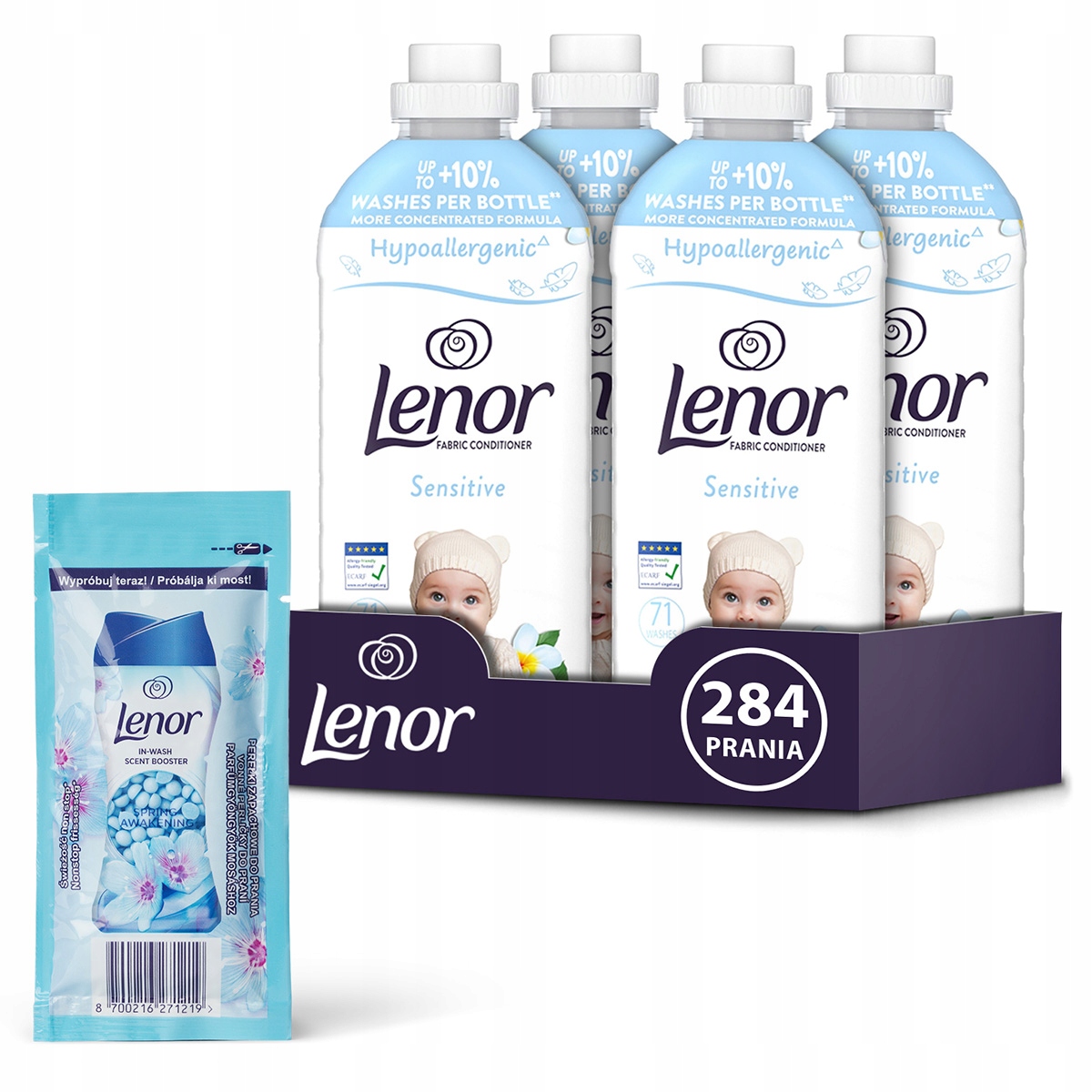 Lenor Sensitive hipoalergiczny płyn do płukania 284 prania, 4x1,49L