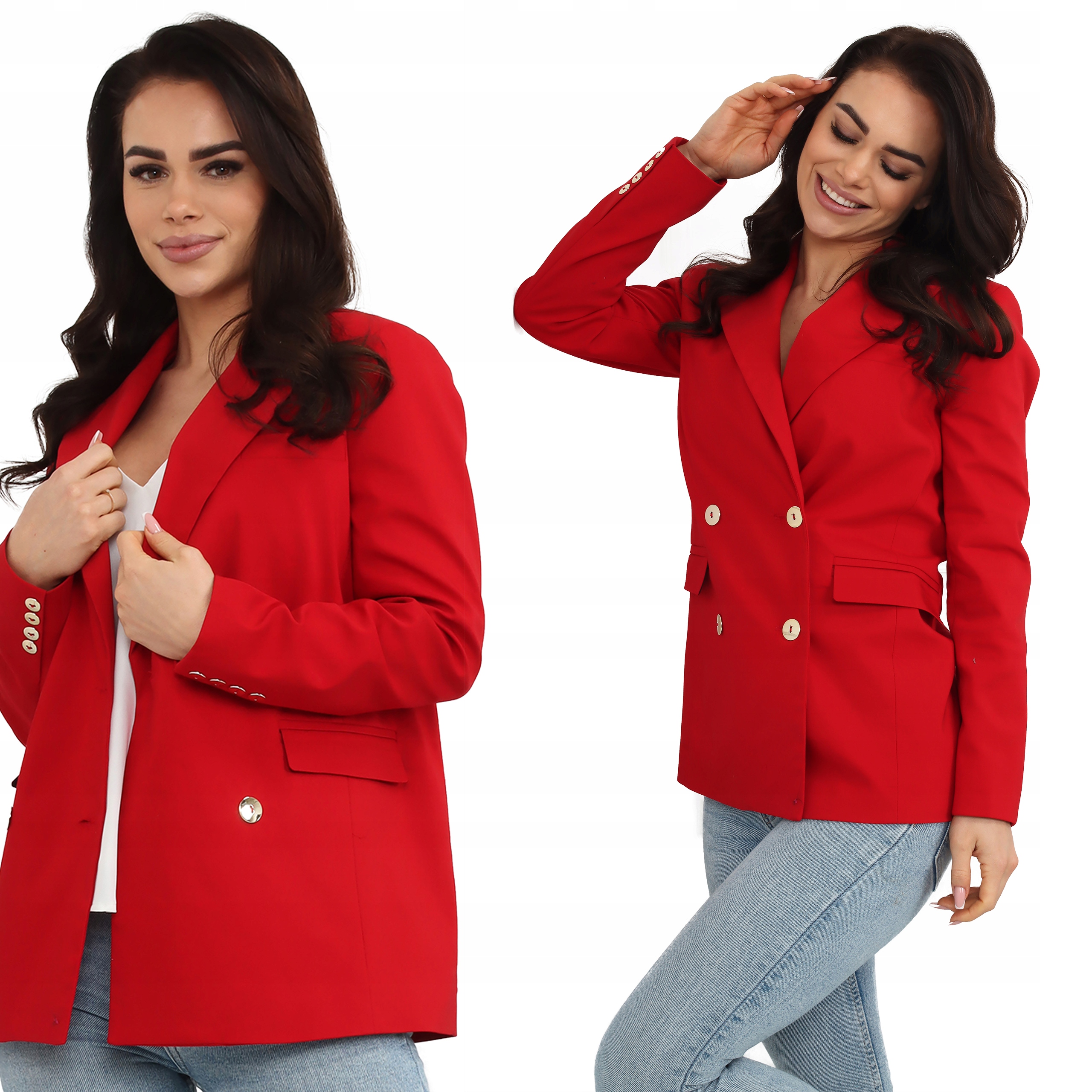 

Żakiet Damski Marynarka Narzutka Czerwony 42 XL