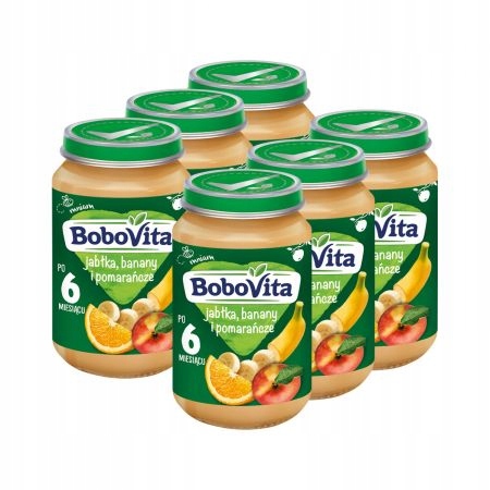 Bobovita Jabłka banany i pomarańcze 6m+ 6x190g